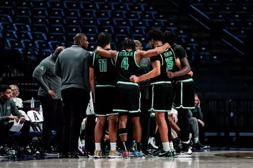 Men's Basketball Huddle During the American Conference Championship Quarterfinals