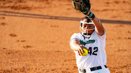 Junior P/UT Anneca Anderson delivers pitch against Tulsa on March 13