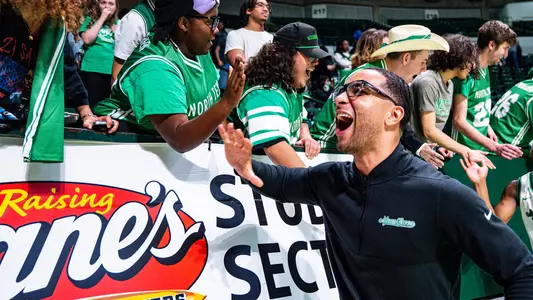 Deshon Parker Celebrates With Student Section Postgame