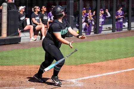 Laila Nobles hits home run versus ACU on Feb. 28