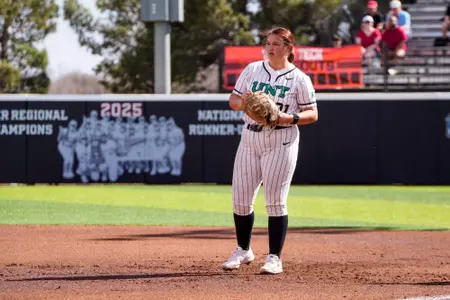 Laila Nobles plays first base against Texas Tech on March 1
