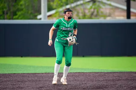 Sienna Mayer plays second base at ACU on April 15