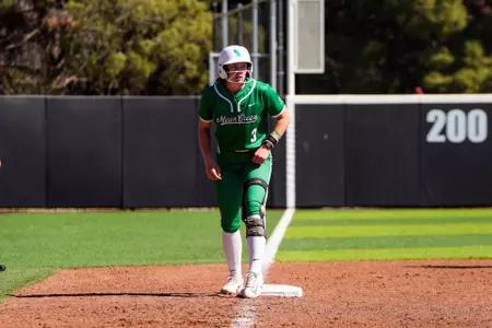 Blayze McNemar stands on third base versus ACU on Feb. 27