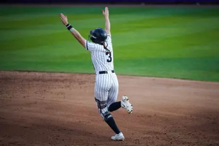 Blayze McNemar celebrates home run at American Conference Championship Second Round versus UTSA on May 6