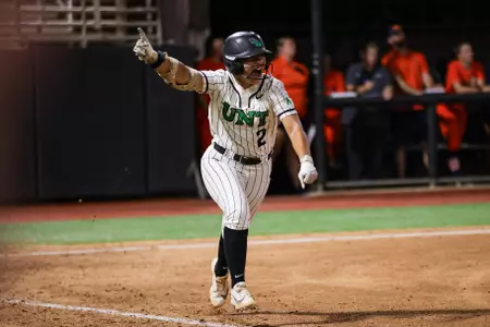 Ariah Mitchell celebrates walk-off hit in the second round of the American Conference Championship against UTSA on May 6