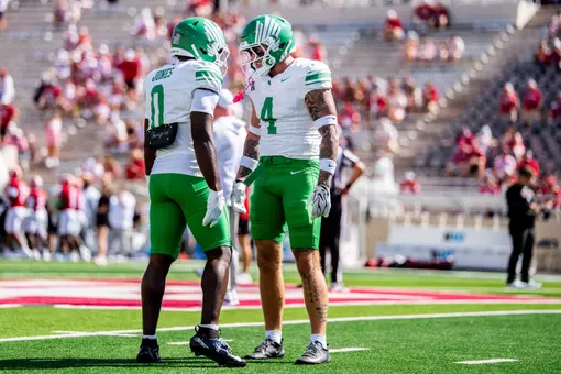 CJ Coombes and Brandon Jones in pregame at Indiana