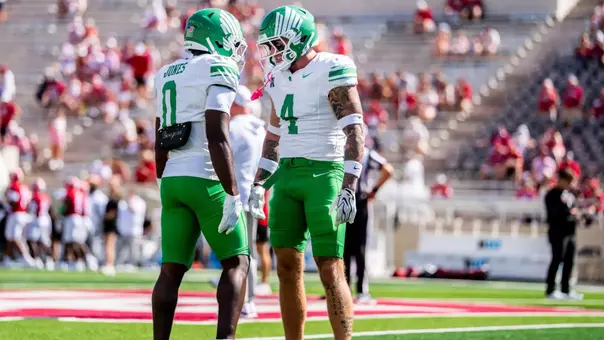CJ Coombes and Brandon Jones in pregame at Indiana