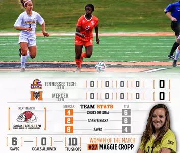 Women's Soccer Ties Tennessee Tech in Scoreless Bout Image