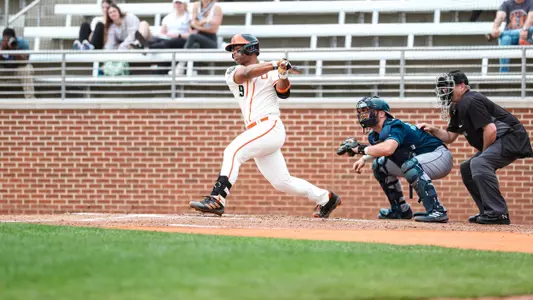 Reid Brown on the follow through of his swing