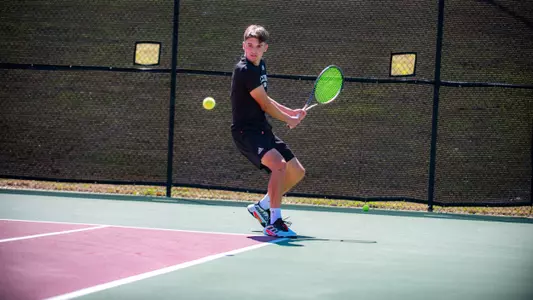 Nemanja Stefanovic about to hit a backhand shot