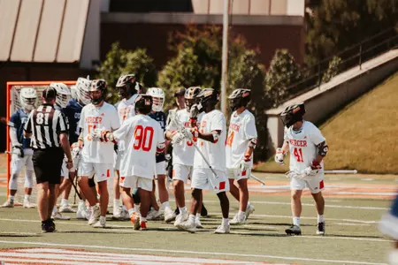 Mens lacrosse Celebrating a goal