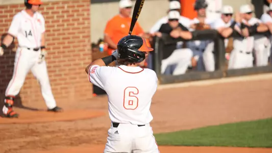 Jozsef Rohrbacher at the plate with his bat in the air