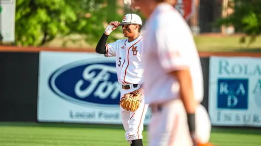 Bradley Frye standing in the infield