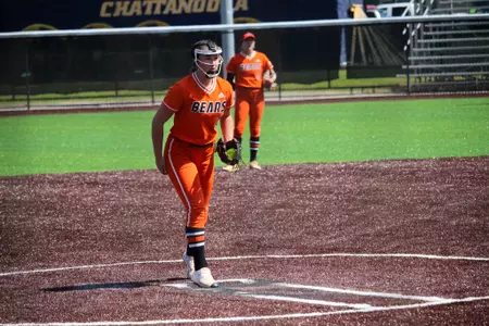 Katie Rearley before a pitch