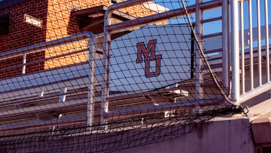 Shot of MU sign in the baseball stadium