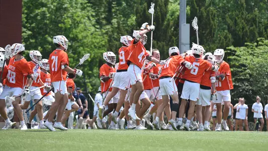 MLAX celebrating OT winner
