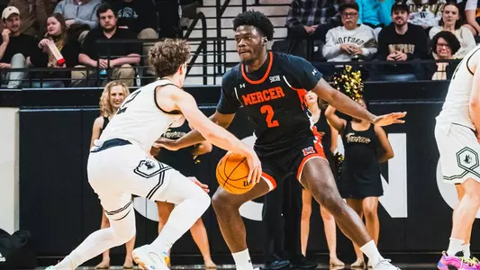 Jah Nze playing defense at Wofford