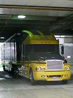 The equipment truck at Memorial Stadium