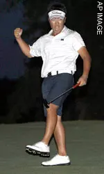 Lion Kim sinks a six-foot putt for title