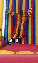 Haley Kopmeyer tries a flip on the Velcro wall.