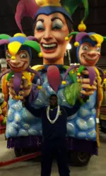 Will Campbell with a Mardi Gras float