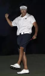 Lion Kim celebrates his winning putt at the U.S. Publinx