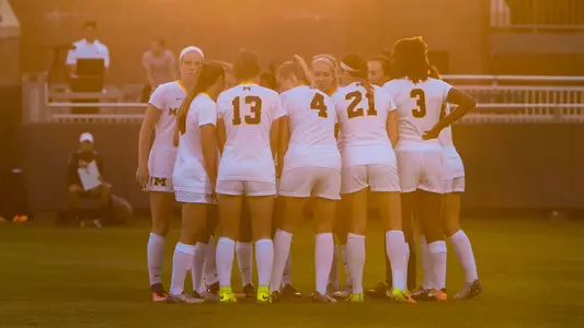 Women's soccer huddle