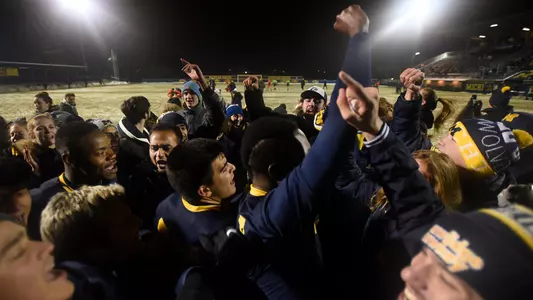 Men's Soccer Celebrate Win Over Princeton