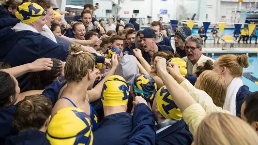 Swimming and Diving Teams Huddle Generic