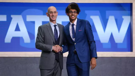Adam Silver, Jordan Poole NBA Draft (USATSI)