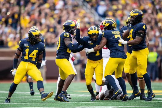 The University of Michigan football team hosts Rutgers at Michigan Stadium in Ann Arbor, MI on September 28, 2019.