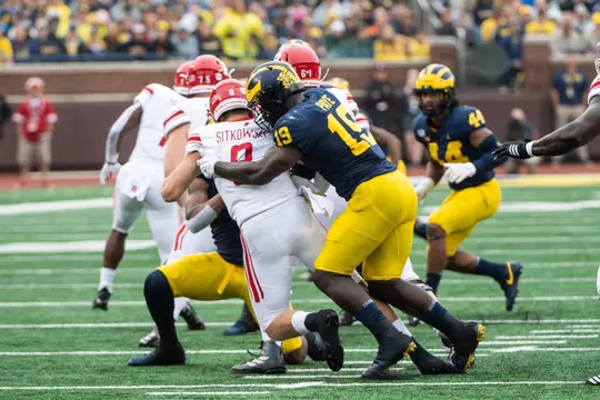 The University of Michigan football team hosts Rutgers at Michigan Stadium in Ann Arbor, MI on September 28, 2019.