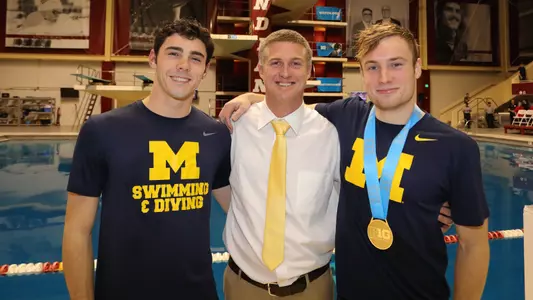 From left: Chris Canning, diving coach Mike Hilde and Ross Todd