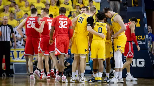 Men's Basketball Huddle vs. Ohio State