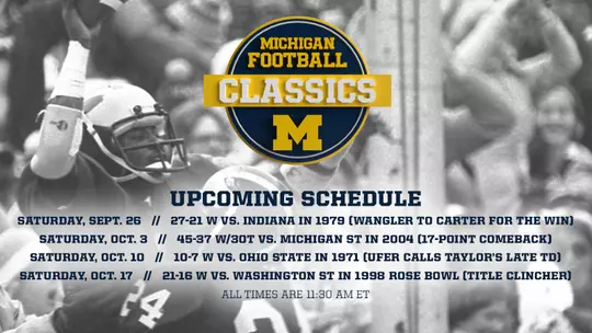 Michigan Football Classics Upcoming Schedule - Indiana