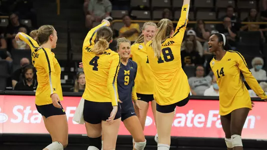 Volleyball Team Celebration Generic (U-M Athletic Communications)