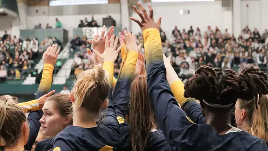 Volleyball huddle generic at Michigan State