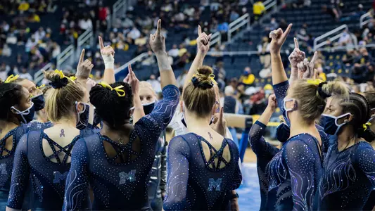 Women's Gymnastics Team Huddle