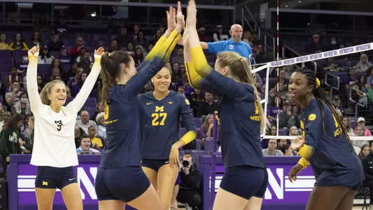 Volleyball Team Celebration (U-M Athletic Communications)
