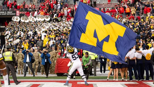 Football Postgame Celebration at Ohio State Flag Waving