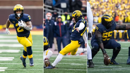 From left: Blake Corum, Jake Moody and Olusegun Oluwatimi