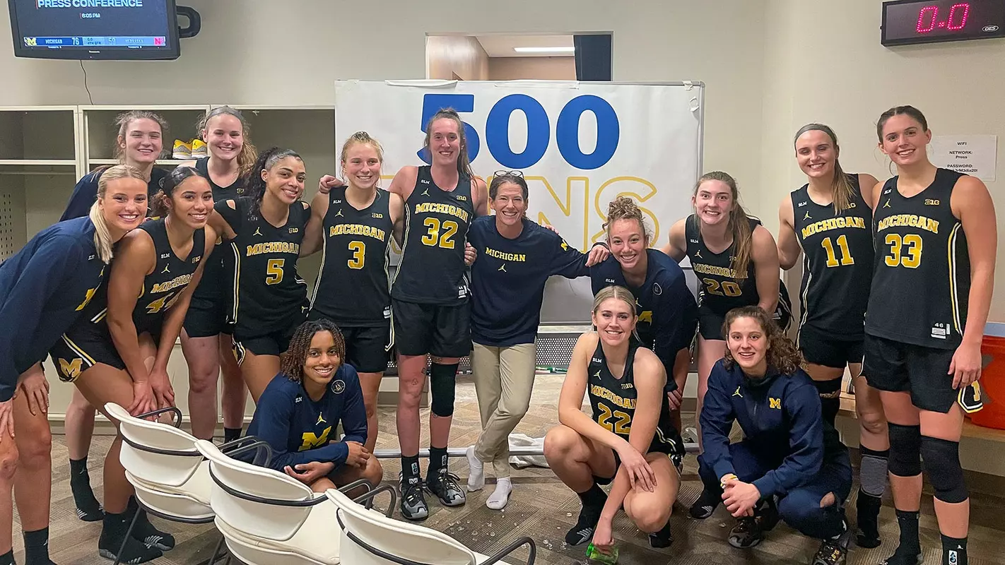 Kim Barnes Arico 500 Wins (U-M Athletics Communications)