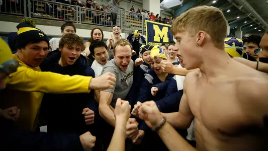 Men's Swimming and Diving Team Huddle