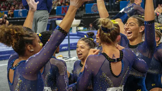 Women's Gymnastics Group Celebration