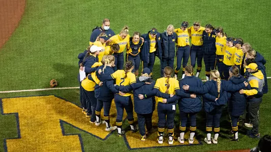 Michigan Softball Huddle