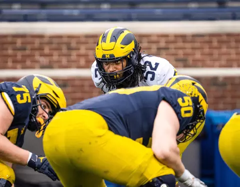 Kechaun Bennett stares into the offensive backfield prior to the snap