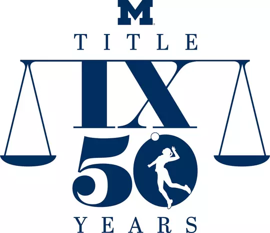 Volleyball title IX 50 years logo