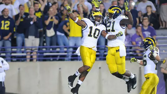 Jeremy Gallon (10) and Junior Hemingway (21)