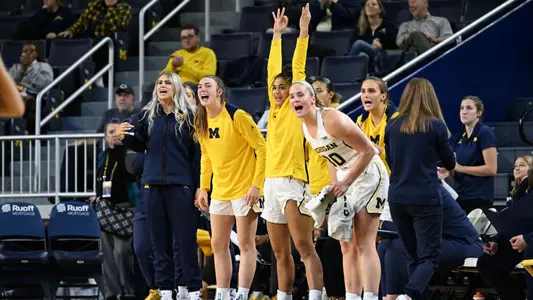 Women's basketball bench celebration