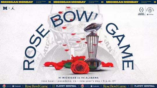 Michigan Monday graphic vs Alabama Rose Bowl